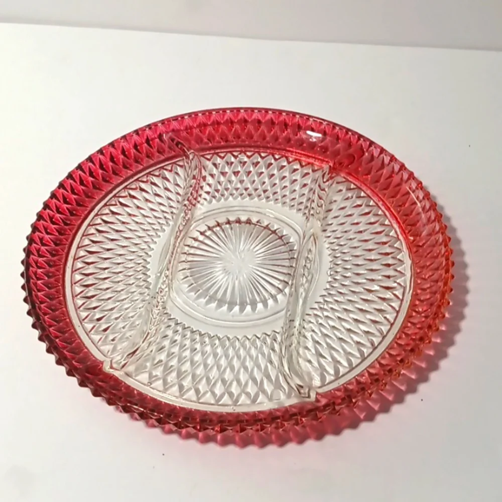 Vintage! Beautiful ruby red vintage Indiana relish tray.